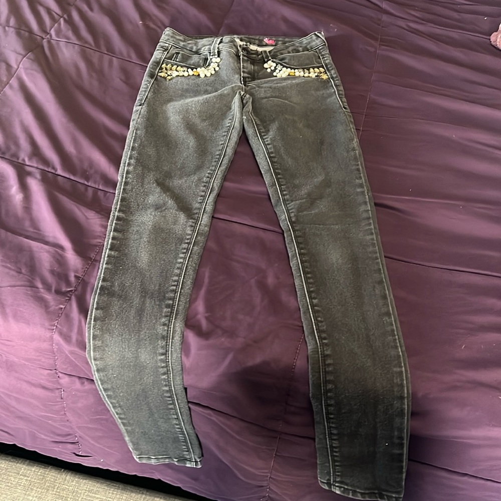 Girls black stretch skinny jeans size 0